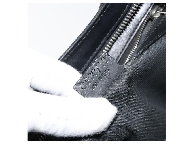 Céline Borsa a tracolla CELINE C Macadam Canvas Nera Argento Auth 183170 Nero - vista 22