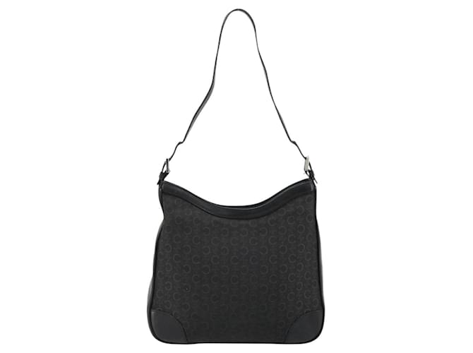 Céline Borsa a tracolla CELINE C Macadam Canvas Nera Argento Auth 183170 Nero - vista 3