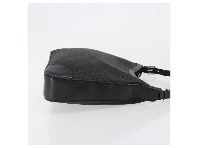 Céline Borsa a tracolla CELINE C Macadam Canvas Nera Argento Auth 183170 Nero - vista 4