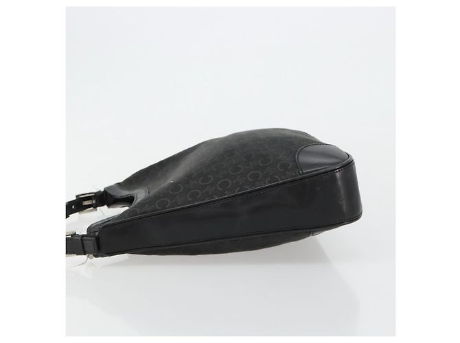 Céline Borsa a tracolla CELINE C Macadam Canvas Nera Argento Auth 183170 Nero - vista 5