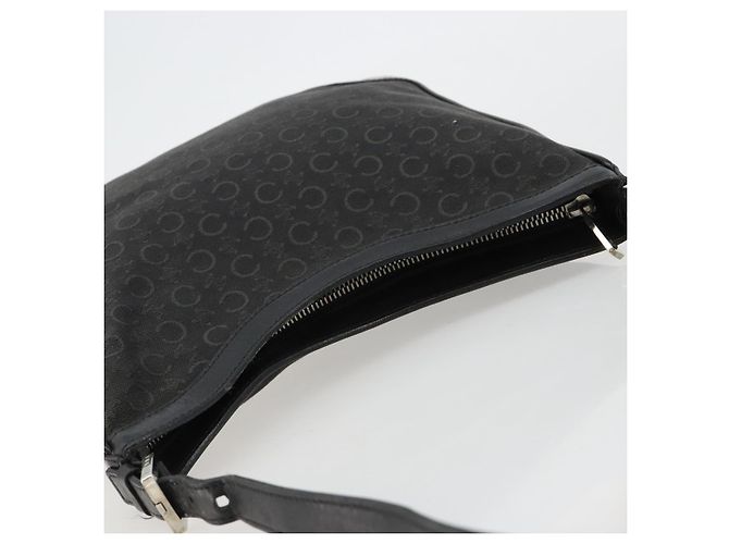 Céline Borsa a tracolla CELINE C Macadam Canvas Nera Argento Auth 183170 Nero - vista 6