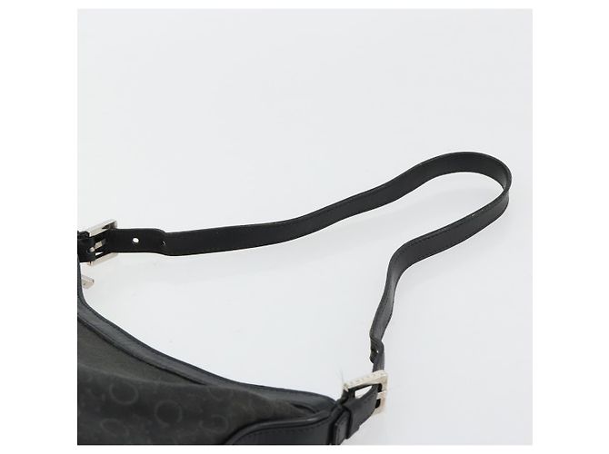 Céline Borsa a tracolla CELINE C Macadam Canvas Nera Argento Auth 183170 Nero - vista 8