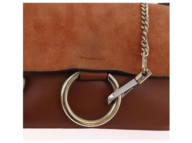 Chloé Borsa a Spalla Chloe Fay Scamosciata Marrone Oro Auth 183119A D'oro - vista 14