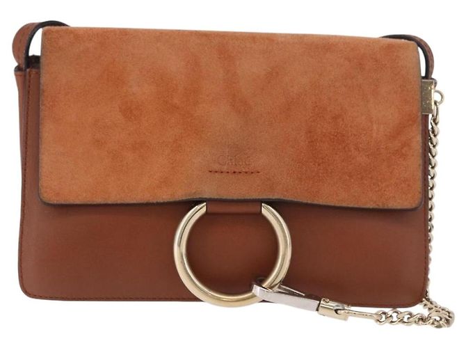 Chloé Borsa a Spalla Chloe Fay Scamosciata Marrone Oro Auth 183119A D'oro - vista 2