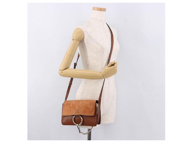 Chloé Borsa a Spalla Chloe Fay Scamosciata Marrone Oro Auth 183119A D'oro - vista 24
