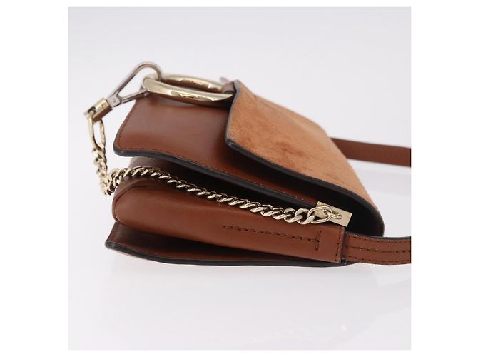 Chloé Borsa a Spalla Chloe Fay Scamosciata Marrone Oro Auth 183119A D'oro - vista 4