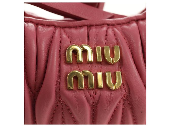 Borsa a tracolla 2way Miu Miu Matelasse Wonder in pelle Pink Gold Auth 182012SAM Rosa D'oro - vista 18