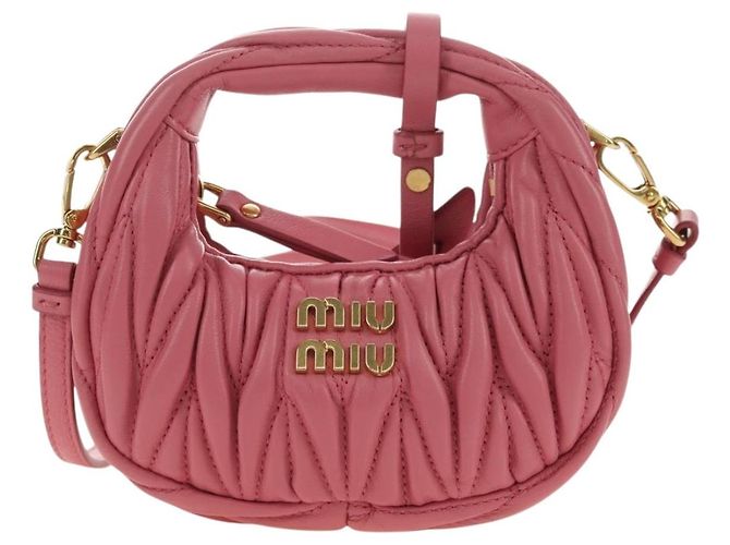 Borsa a tracolla 2way Miu Miu Matelasse Wonder in pelle Pink Gold Auth 182012SAM Rosa D'oro - vista 2