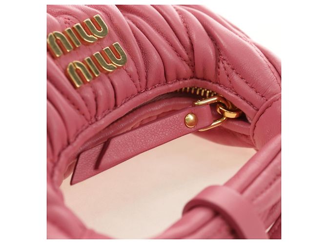 Borsa a tracolla 2way Miu Miu Matelasse Wonder in pelle Pink Gold Auth 182012SAM Rosa D'oro - vista 20
