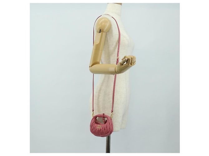 Borsa a tracolla 2way Miu Miu Matelasse Wonder in pelle Pink Gold Auth 182012SAM Rosa D'oro - vista 25
