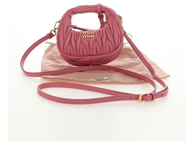 Borsa a tracolla 2way Miu Miu Matelasse Wonder in pelle Pink Gold Auth 182012SAM Rosa D'oro - vista 26