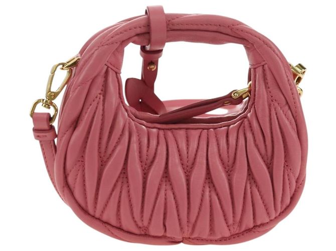 Borsa a tracolla 2way Miu Miu Matelasse Wonder in pelle Pink Gold Auth 182012SAM Rosa D'oro - vista 3