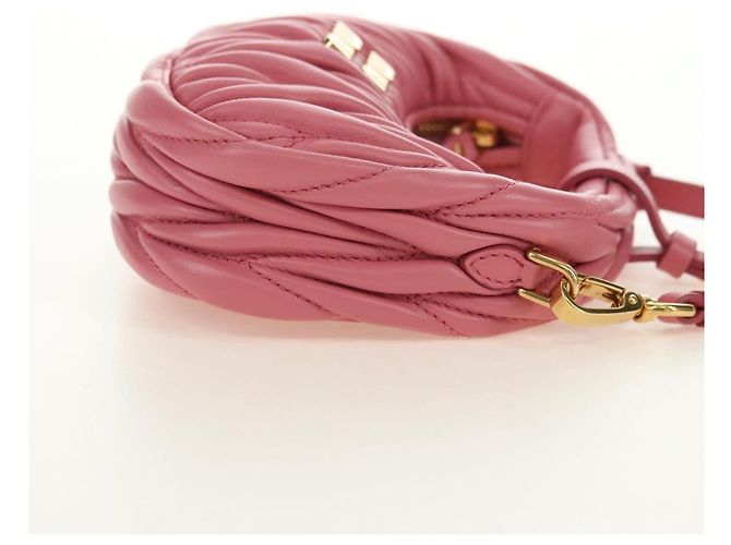 Borsa a tracolla 2way Miu Miu Matelasse Wonder in pelle Pink Gold Auth 182012SAM Rosa D'oro - vista 5