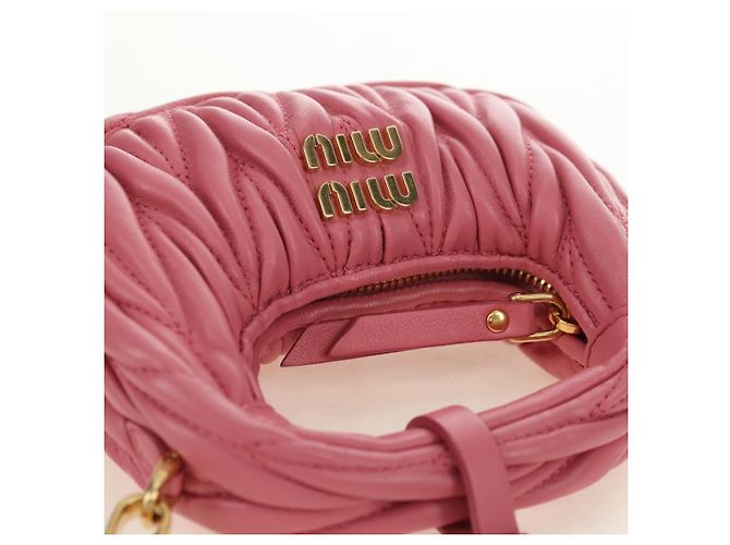 Borsa a tracolla 2way Miu Miu Matelasse Wonder in pelle Pink Gold Auth 182012SAM Rosa D'oro - vista 6