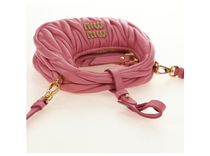 Borsa a tracolla 2way Miu Miu Matelasse Wonder in pelle Pink Gold Auth 182012SAM Rosa D'oro - vista 7