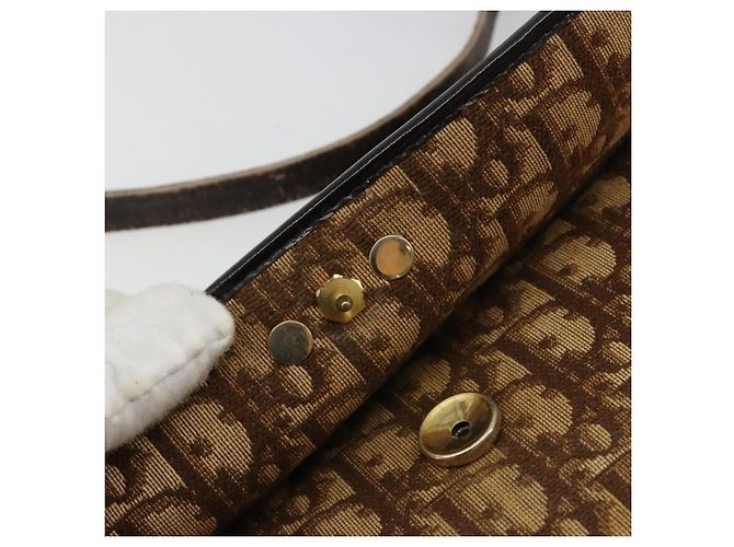 Borsa a tracolla Christian Dior Trotter Canvas Marrone Oro Auth 182147 D'oro - vista 15