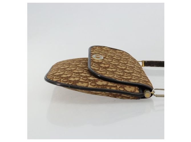 Borsa a tracolla Christian Dior Trotter Canvas Marrone Oro Auth 182147 D'oro - vista 4