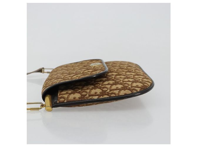 Borsa a tracolla Christian Dior Trotter Canvas Marrone Oro Auth 182147 D'oro - vista 5