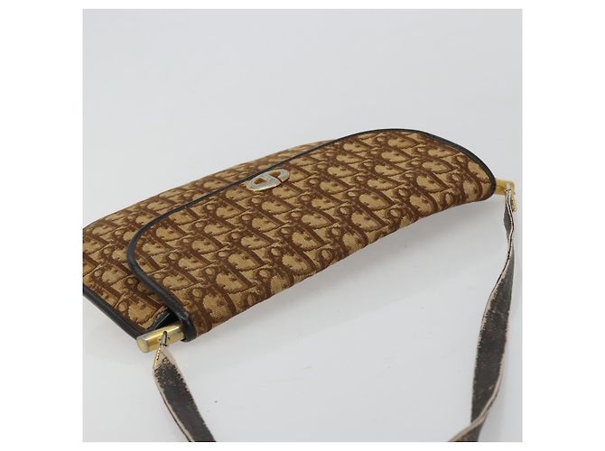 Borsa a tracolla Christian Dior Trotter Canvas Marrone Oro Auth 182147 D'oro - vista 6