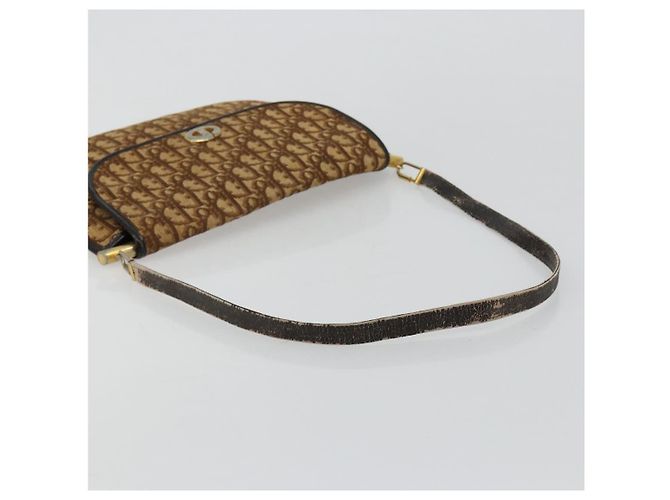 Borsa a tracolla Christian Dior Trotter Canvas Marrone Oro Auth 182147 D'oro - vista 7
