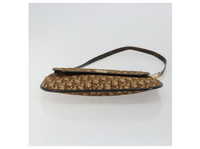 Borsa a tracolla Christian Dior Trotter Canvas Marrone Oro Auth 182147 D'oro - vista 9