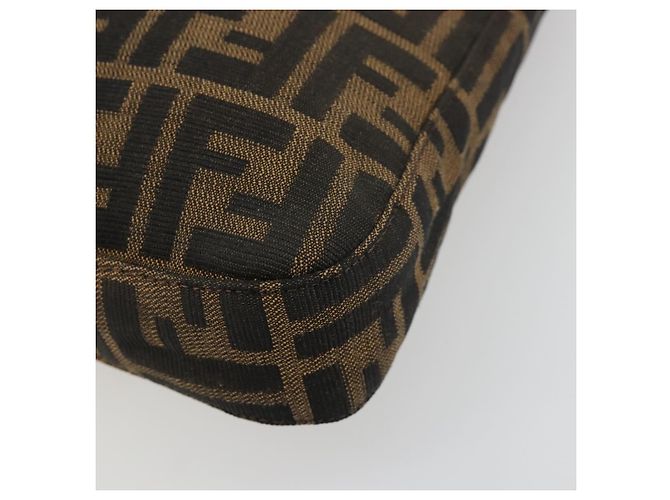 FENDI Zucca Canvas Mamma Baguette Shoulder Bag Black Brown Auth 182592M Marrone Nero - vista 10