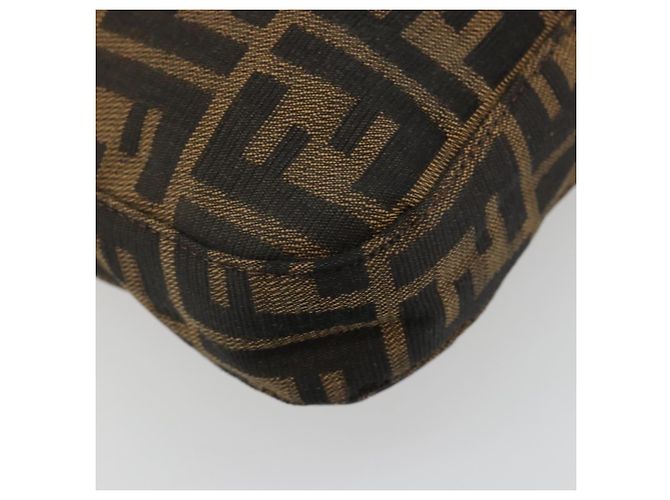 FENDI Zucca Canvas Mamma Baguette Shoulder Bag Black Brown Auth 182592M Marrone Nero - vista 11