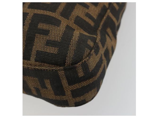FENDI Zucca Canvas Mamma Baguette Shoulder Bag Black Brown Auth 182592M Marrone Nero - vista 12