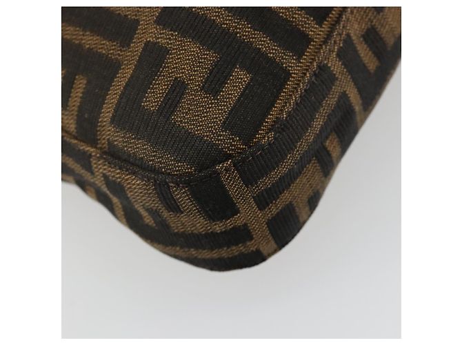 FENDI Zucca Canvas Mamma Baguette Shoulder Bag Black Brown Auth 182592M Marrone Nero - vista 13