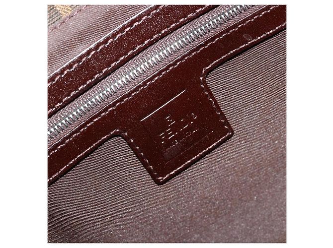 FENDI Zucca Canvas Mamma Baguette Shoulder Bag Black Brown Auth 182592M Marrone Nero - vista 17