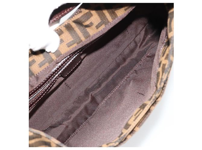 FENDI Zucca Canvas Mamma Baguette Shoulder Bag Black Brown Auth 182592M Marrone Nero - vista 18