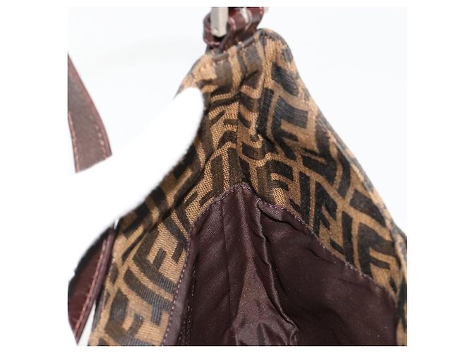 FENDI Zucca Canvas Mamma Baguette Shoulder Bag Black Brown Auth 182592M Marrone Nero - vista 19
