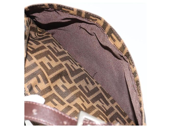 FENDI Zucca Canvas Mamma Baguette Shoulder Bag Black Brown Auth 182592M Marrone Nero - vista 23