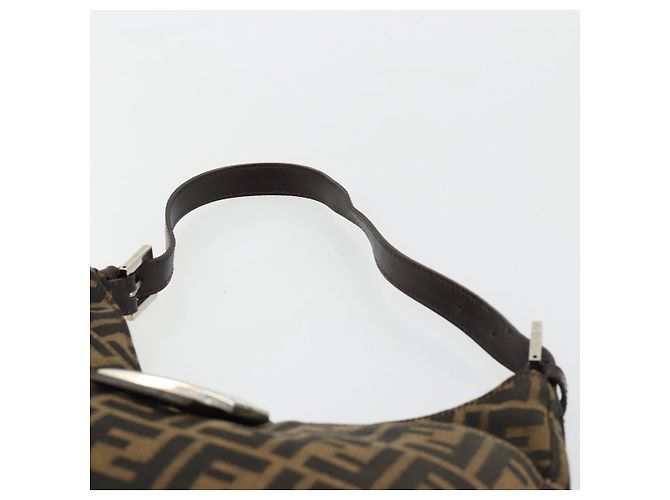 FENDI Zucca Canvas Mamma Baguette Shoulder Bag Black Brown Auth 182592M Marrone Nero - vista 8