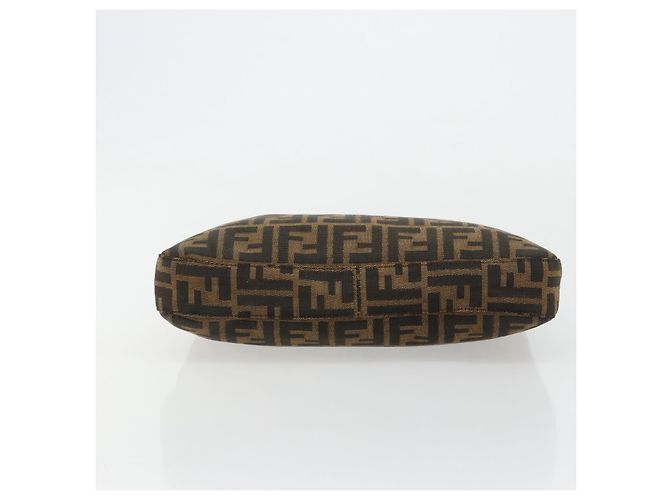 FENDI Zucca Canvas Mamma Baguette Shoulder Bag Black Brown Auth 182592M Marrone Nero - vista 9