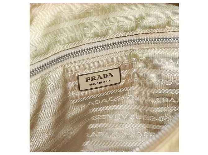 Borsa a Spalla PRADA Nylon Beige Argento Auth 184182A - vista 16