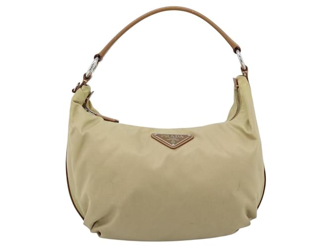 Borsa a Spalla PRADA Nylon Beige Argento Auth 184182A - vista 2