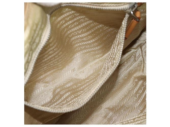 Borsa a Spalla PRADA Nylon Beige Argento Auth 184182A - vista 21