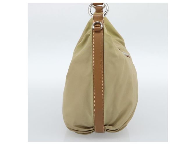 Borsa a Spalla PRADA Nylon Beige Argento Auth 184182A - vista 4