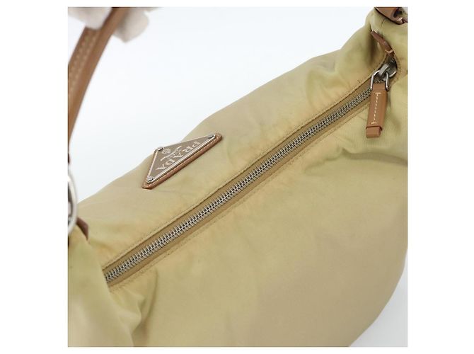 Borsa a Spalla PRADA Nylon Beige Argento Auth 184182A - vista 6
