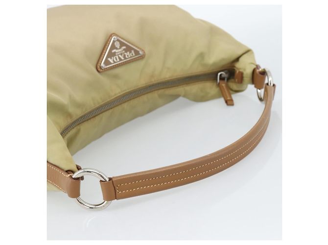 Borsa a Spalla PRADA Nylon Beige Argento Auth 184182A - vista 7