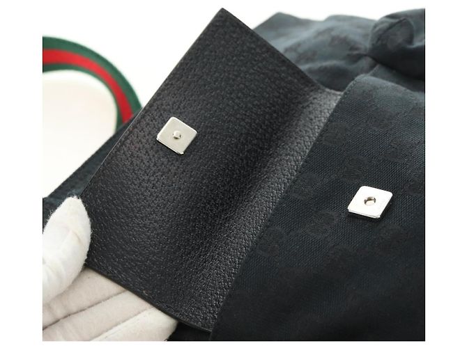 Borsa a tracolla GUCCI Web Sherry Line in tela nera argento 169937 Auth am11677V Nero - vista 16
