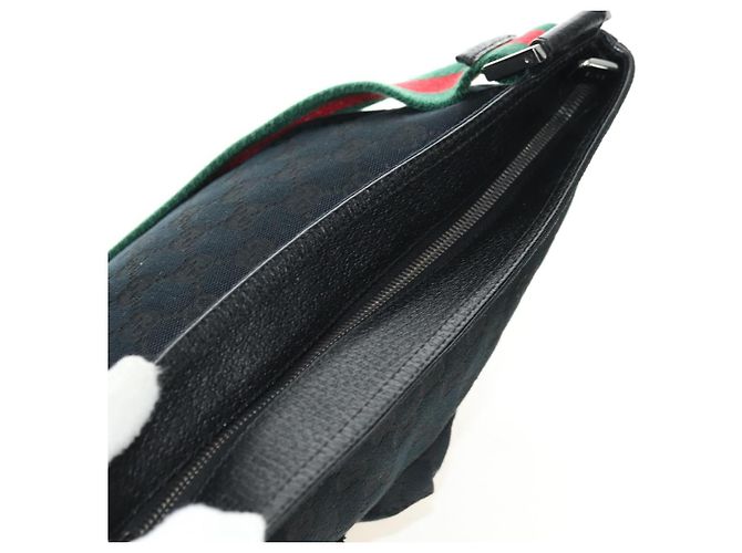 Borsa a tracolla GUCCI Web Sherry Line in tela nera argento 169937 Auth am11677V Nero - vista 20