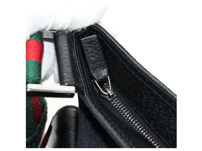 Borsa a tracolla GUCCI Web Sherry Line in tela nera argento 169937 Auth am11677V Nero - vista 21
