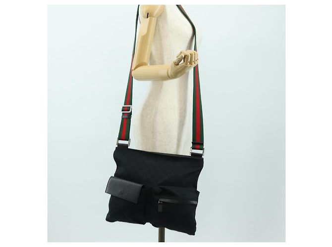 Borsa a tracolla GUCCI Web Sherry Line in tela nera argento 169937 Auth am11677V Nero - vista 29