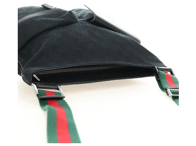Borsa a tracolla GUCCI Web Sherry Line in tela nera argento 169937 Auth am11677V Nero - vista 6