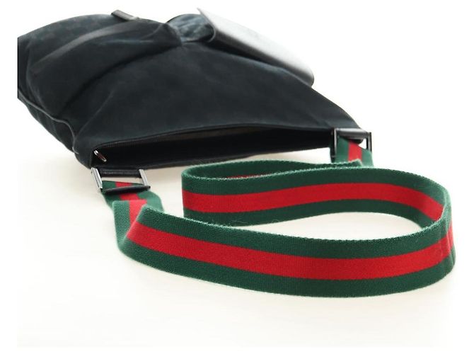 Borsa a tracolla GUCCI Web Sherry Line in tela nera argento 169937 Auth am11677V Nero - vista 7