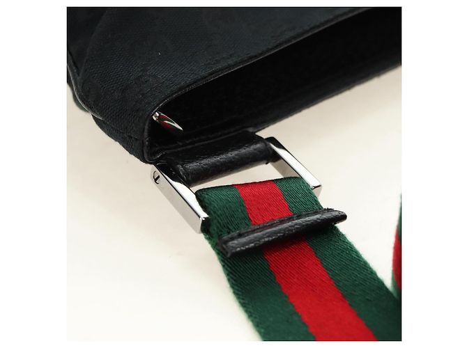 Borsa a tracolla GUCCI Web Sherry Line in tela nera argento 169937 Auth am11677V Nero - vista 8