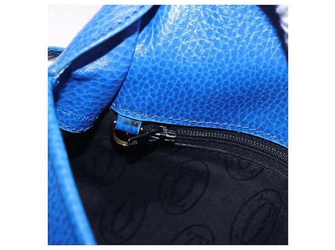 Borsa a tracolla CARTIER Must Line in pelle blu e oro Auth 183718V D'oro - vista 20