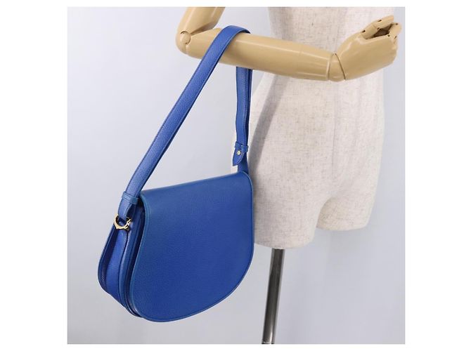 Borsa a tracolla CARTIER Must Line in pelle blu e oro Auth 183718V D'oro - vista 23
